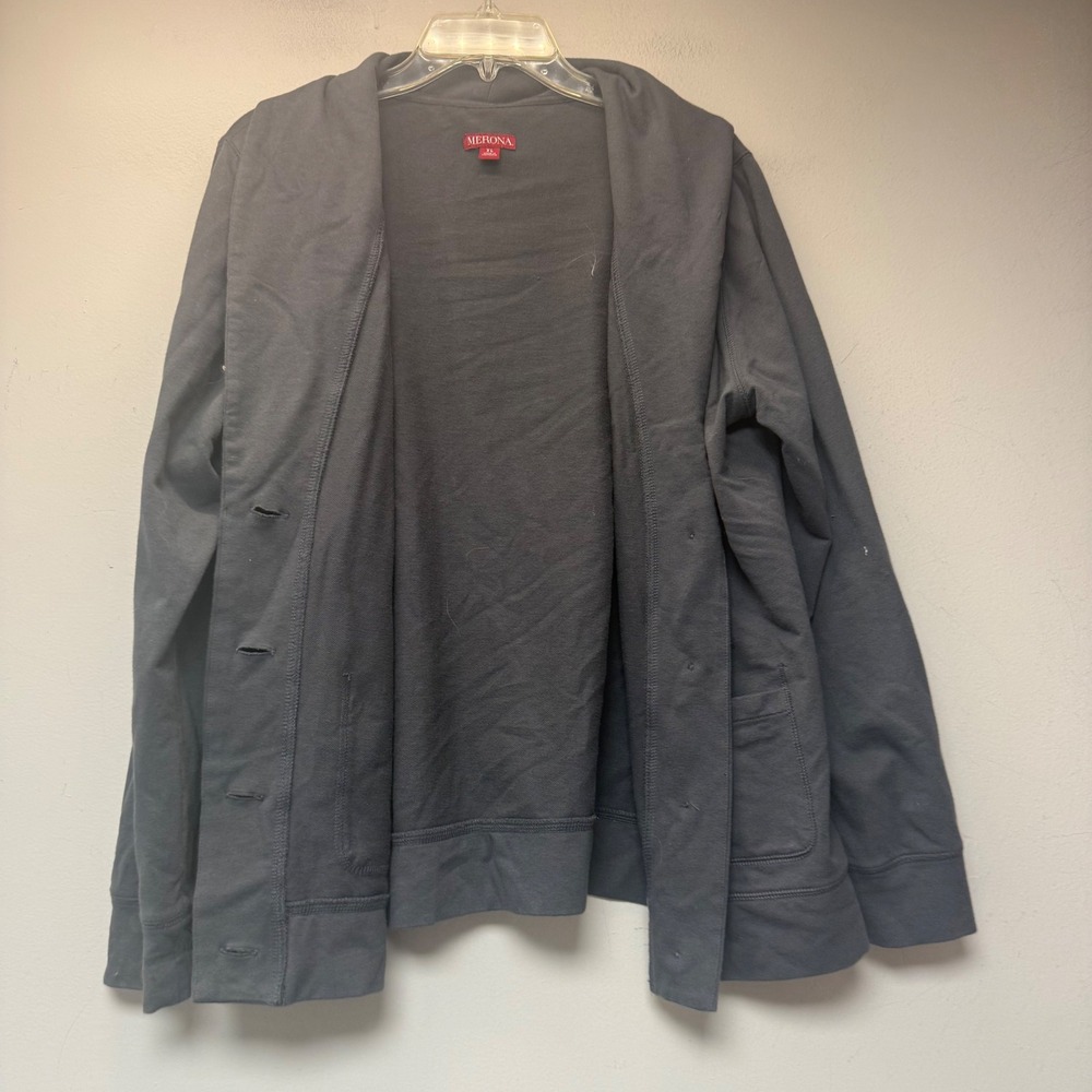 Merona Cardigan Women XL Gray Excellent Open Front Shawl Collar Pockets 14446